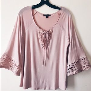 Blush knit swing top